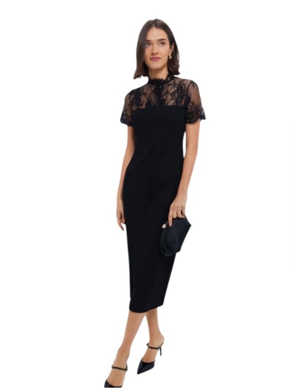 Hyacinth House Black Lace Agatha Midi Dress